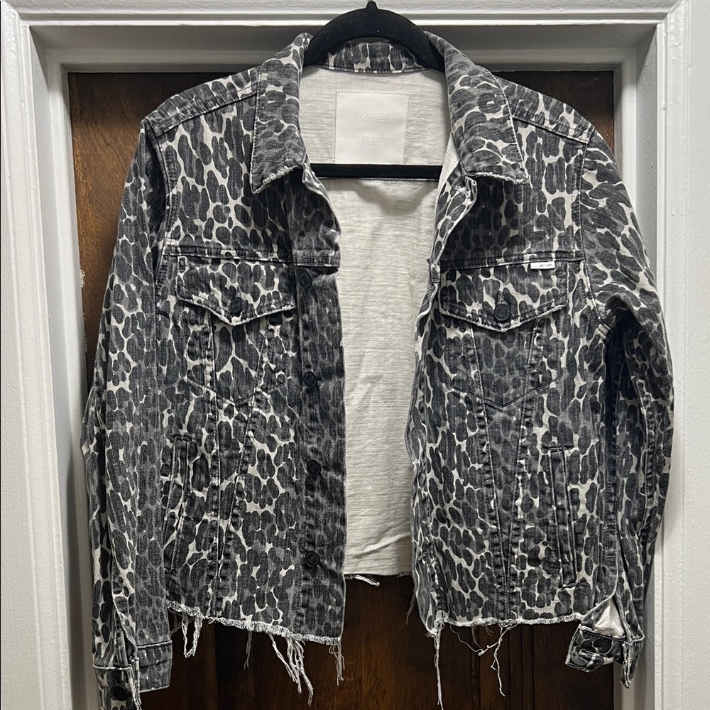 Mother Superior Leopard Print Denim Jacket, Sz S